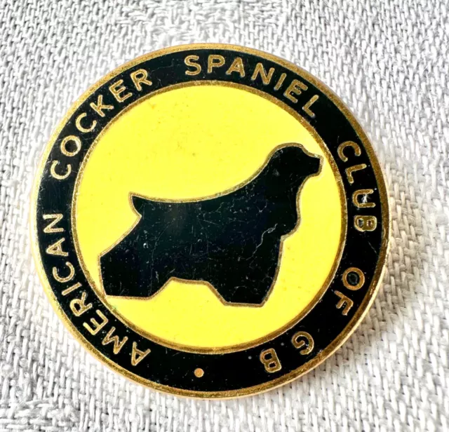 Vintage American Cocker Spaniel Club of GB enamel dog badge