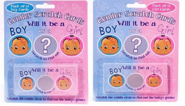 Gender Reveal Scratch Card Baby Girl Boy Pink Blue Surprise Baby Shower Party