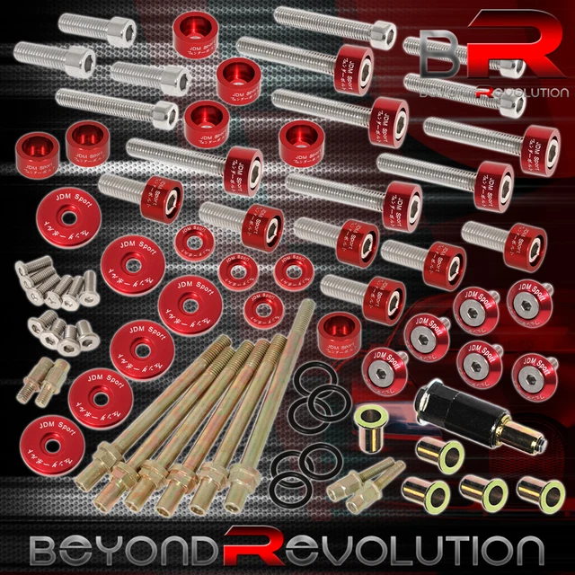 For Honda K-Series Engine Cup/Header/Cam Cap/M8 Fender/Valve Washers+Bolts Red