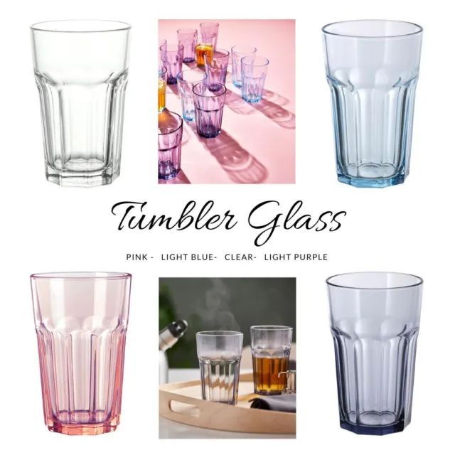 Drinking Tumbler Glasses Set Tall Colour Clear Juice Water Glassware 350ml Ikea