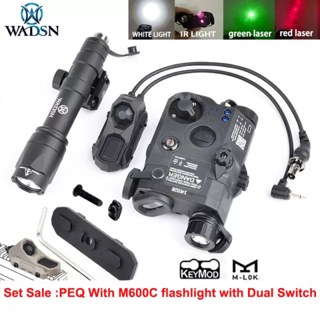 WADSN Tactical PEQ15 Red Green Laser IR Fill LED M600C Flashlight Dual Switch