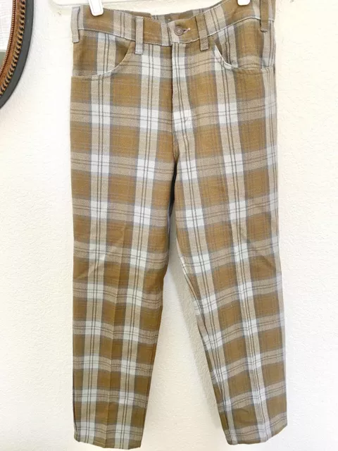 Vintage 70s Levis Sta-Prest Plaid Slacks Trousers Pants Size