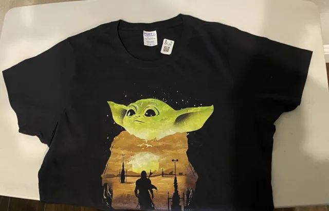 Star Wars The Mandalorian Baby Yoda  (Grogu) T-Shirt Size Women’s Large Black