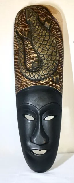 Vintage Hand Carved Wooden Tribal African Art Face Mask 24"