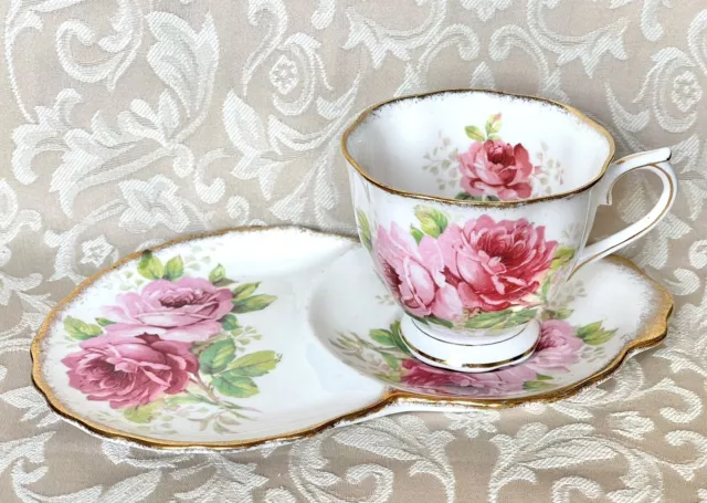 VINTAGE ROYAL ALBERT AMERICAN BEAUTY DESSERT PLATE WITH CUP Bone China England