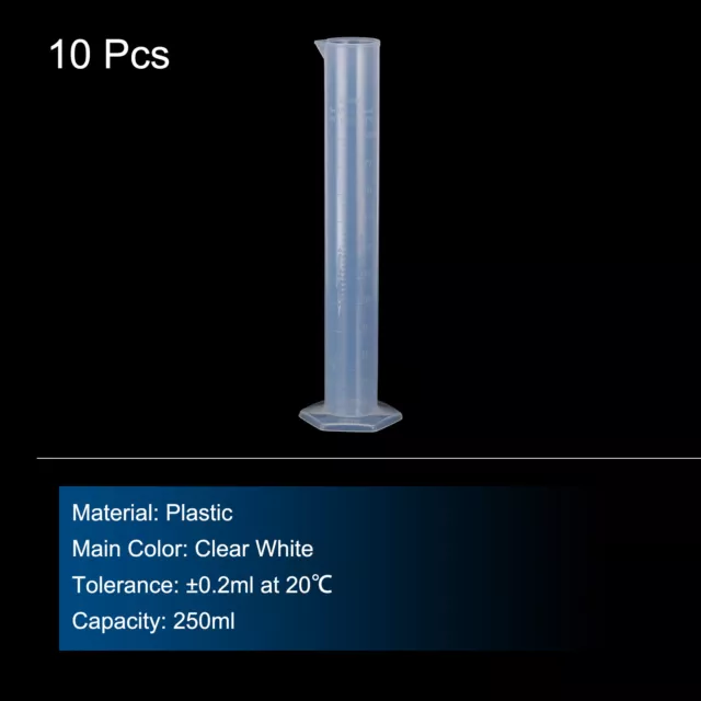 Plastic Graduated Cylinder, 250ml Measuring Cylinder, Test Tube Beakers, 10Pcs 3