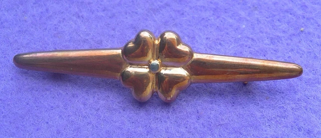 Broche Florale Vintage MOVITEX - Métal Doré Avec Fonte De Verre - Occasion Bon état