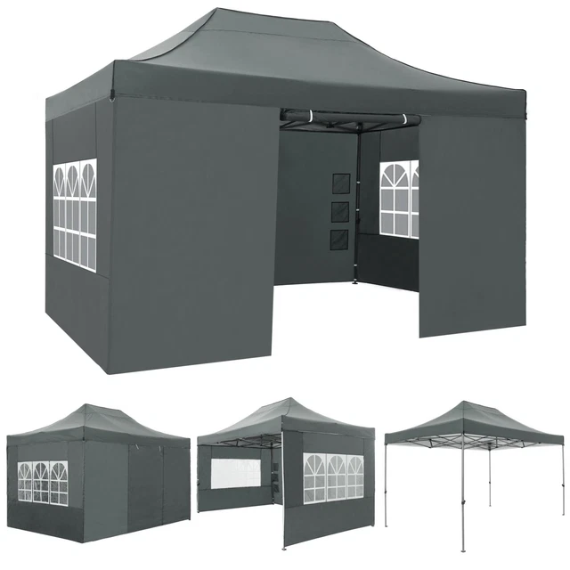 Pavillon 3x3-3x4,5m Wasserdicht Faltpavillon Pop Up Partyzelt Gartenzelt V-Schut