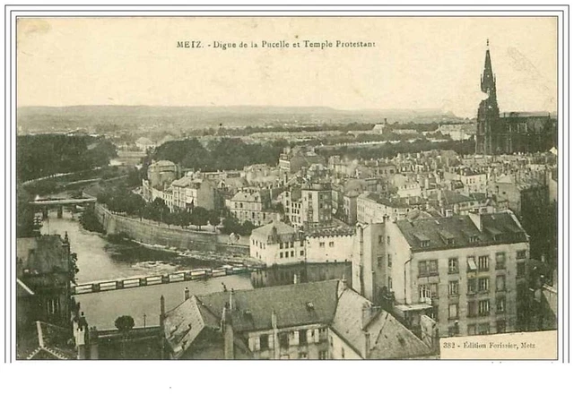 57.Metz.digue De La Pucelle Et Temple Protestant