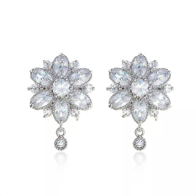 Sun Flower Marquise Cubic Zirconia Swarovski Elements Crystal Stud Earrings