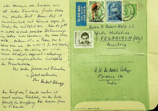 Indischem 1964 3v Frankiert Auf 10p Luftpost Luft Brief Sich Österreich W/