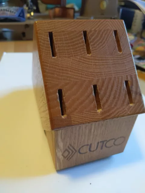 Cutco 6 Slot  Steak Knife Oak  Block, Made In USA