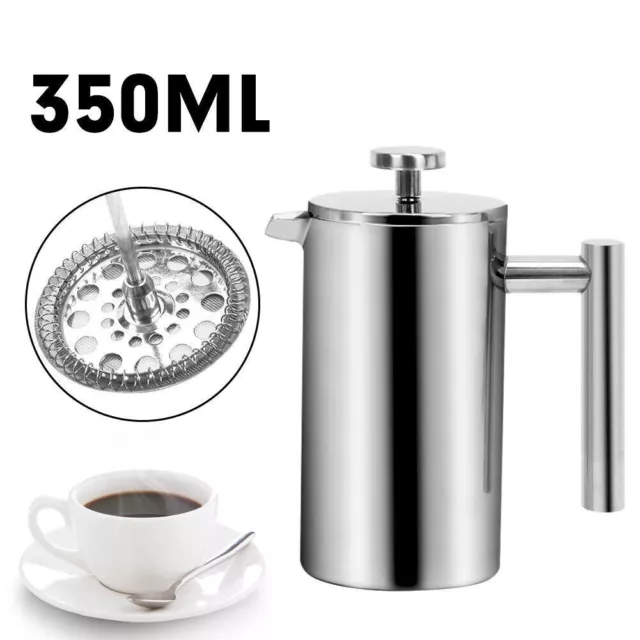 350ML Double Wall Stainless Steel French Press Coffee Tea Pot Plunger Maker AU