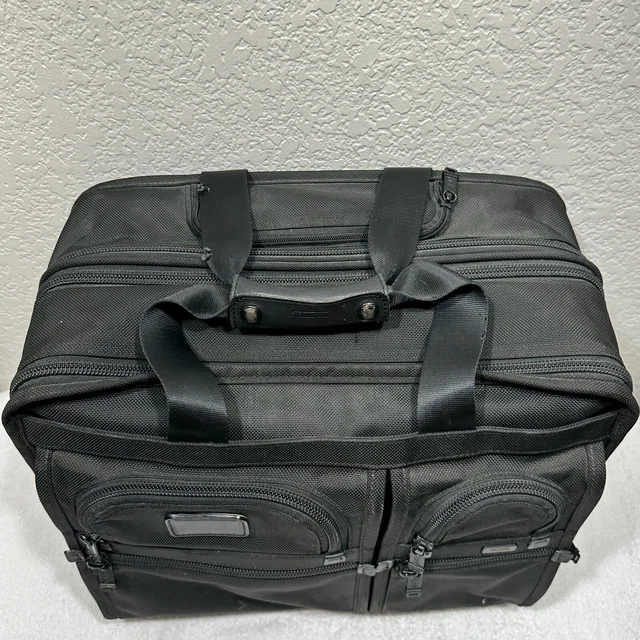 Tumi 26103DH Alpha Wheeled Deluxe Black Rolling Travel Expandable Briefcase Bag 2