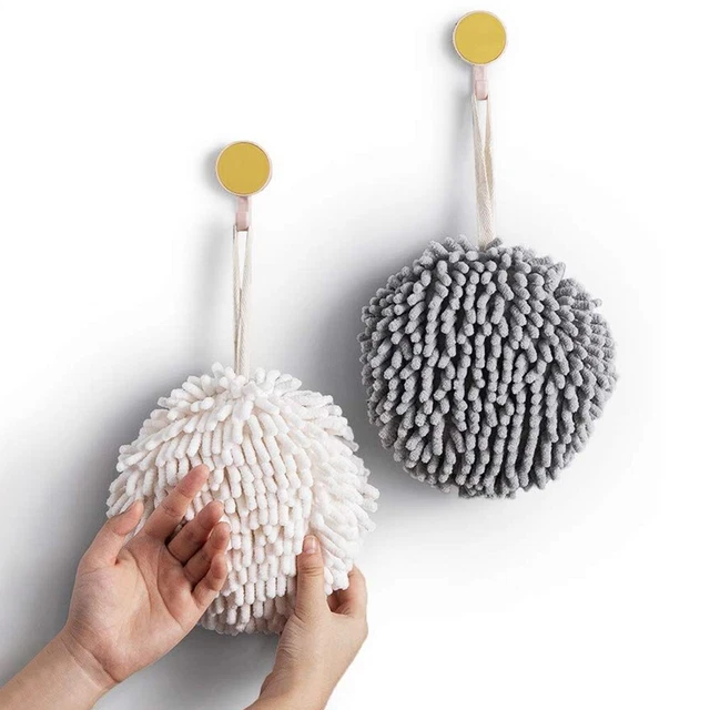 Juego de toallas bola acogedora de 2 blanco y gris seca tu mano inmediatamente