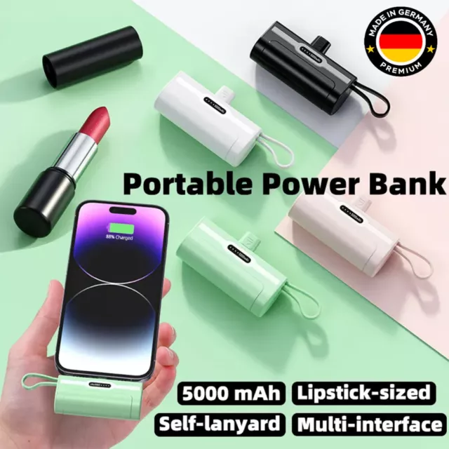 5000mAh Kabellose Mini Power Bank für iPhone Android Tragbares USB C Ladegerät