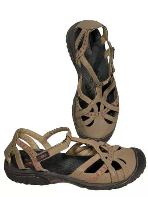 JBU by Jambu Ladies GAIL ENCORE Flat Memory Foam Shoes 8.5M Brown Vegan Sandals
