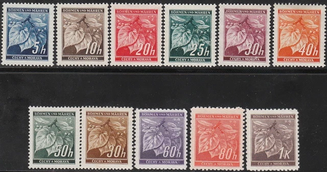 Stamp Germany Bohemia Czech 1939 WWII Linden Leaf Set Monrovia Occupation MNH