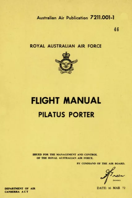 PILATUS PC-6 PORTER- RAAF FM AAP 7211-001-1&HELI-PORTER BROCHURE.DOWNLOAD or DVD
