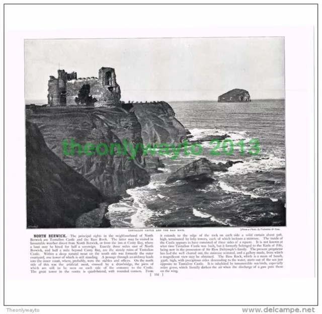 NORTH BERWICK, TANTALLON CASTLE AND BASS ROCK, SCOTLAND, Illustration, c1895