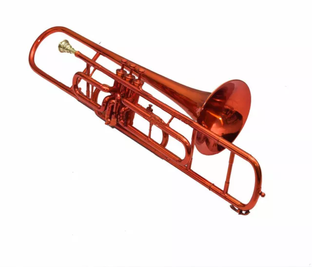 Brand New Red Brass Bb flat Valve Trumbone Nickel Plated+ case+Mouthpiece