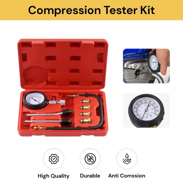 Petrol Engine Compression Tester Kit Tool Set For Automotives Car Motorcycle AU 2