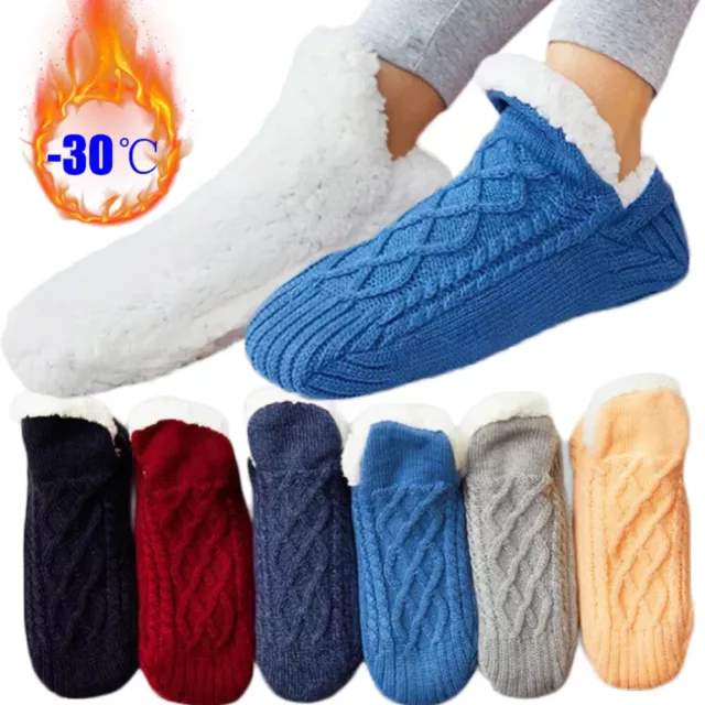 Unisex Slipper Winter Thermal Socks Fluffy Non Slip Warm Fleece Lined Cosy Floor