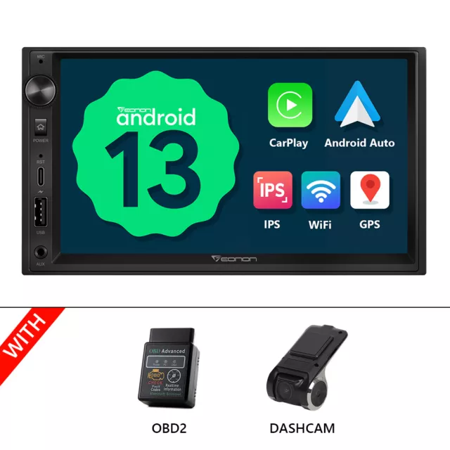 OBD+DVR+ UA13 7" Android 13 Double 2DIN Car Radio Stereo GPS Navigation CarPlay