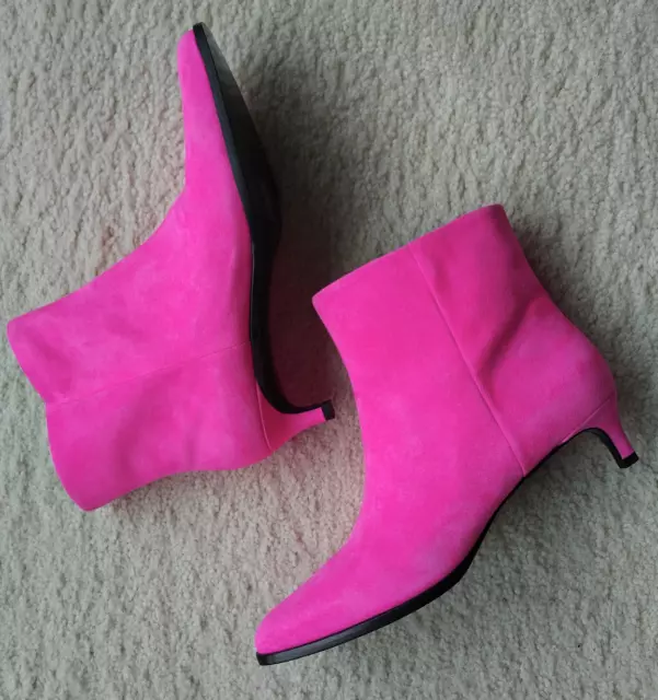 Phillip Lim 3.1 ankle boots booties hot neon pink suede 38 leather soles NWB