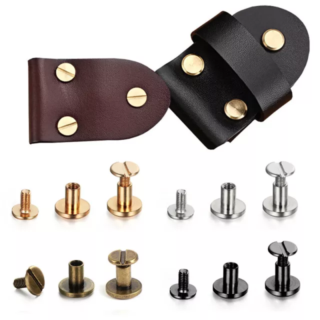 10 Set Solid Brass Round Head Stud Screwback DIY Leather Bag Screw Nail Rivet AU