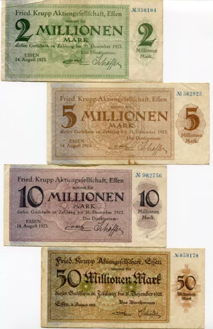 REICHSBANKNOTEN-Gutscheine-INFLATION-1923-Fried.Krupp Essen-NOTGELD-Kriegsgeld