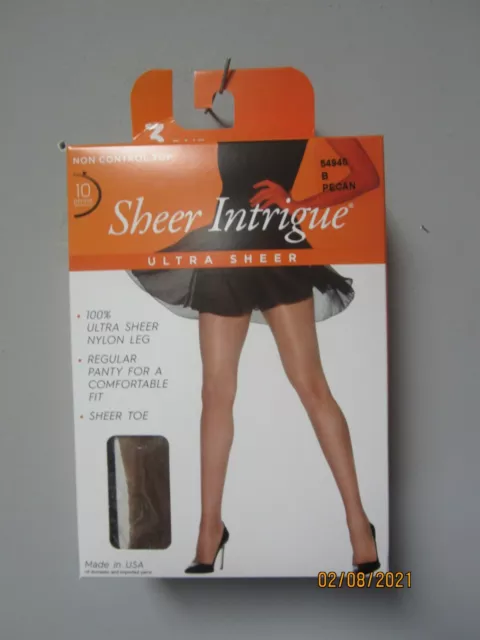 SHEER INTRIGUE WOMEN'S Non-Control Top Ultra Sheer Pantyhose Pecan Sz B BOX  OF 3 $14.99 - PicClick