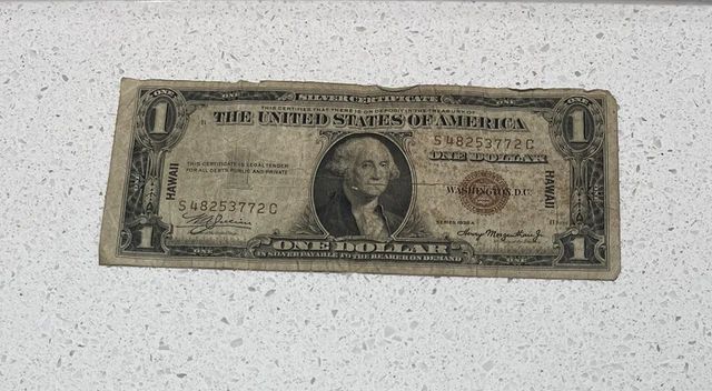 1935-A $1 One Dollar Hawaii Overprint Emergency Silver Certificate Brown Seal