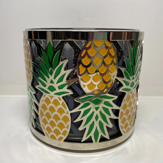 BATH & BODY Works Silver Metal Yellow Green Pineapple 3Wick Candle
