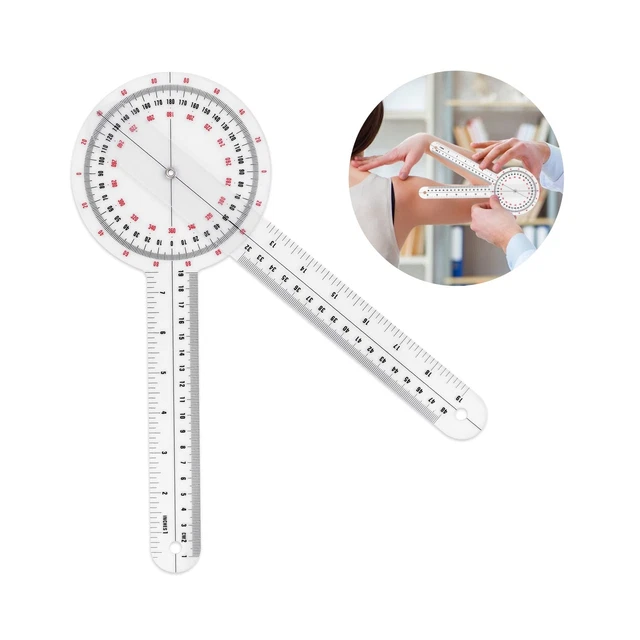 Prasacco 12 Inch Goniometer, Transparent Orthopedic Angle Ruler Plastic Gonio...