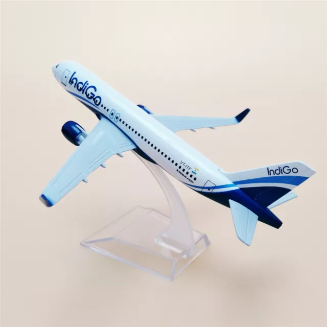 Model Plane 16cm Air Indian Indigo Airbus A320 Airlines Alloy Aircraft Airplane