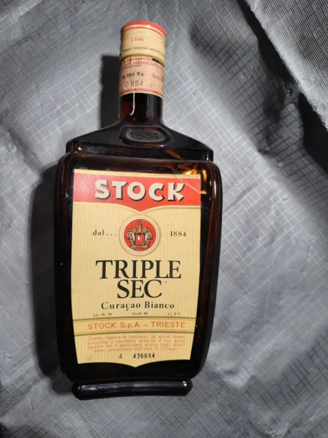 BOTTIGLIA DA COLLEZIONE sigilla Stock Triple Sec Liquore Curacao Bianco vintage