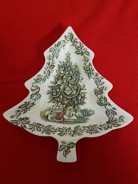 Johnson Bros. Merry Christmas Christmas Tree Shaped Candy Serving Dish. Superb