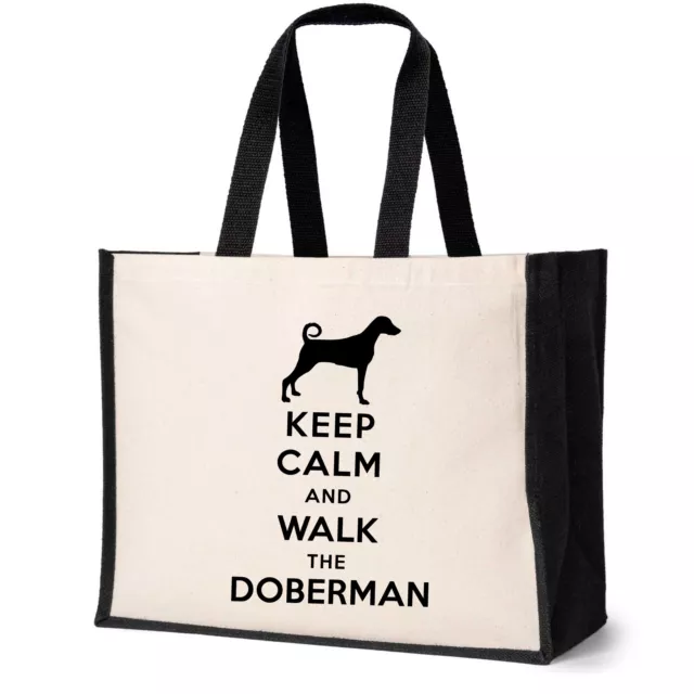 Keep Calm & Walk The Doberman Tote Bag Dog Lovers Ladies Canvas Shopper