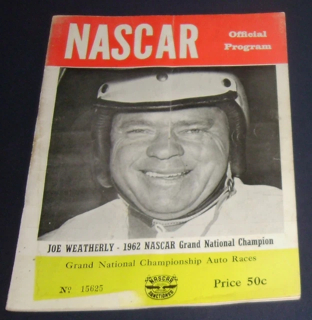 RARE 1962 NASCAR Grand National Program Joe Weatherly 24.99 PicClick