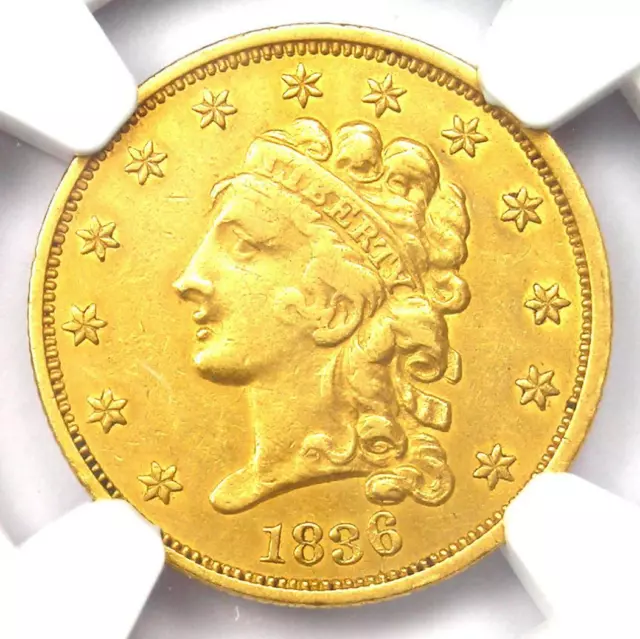 1836 Classic Gold Quarter Eagle $2.50 Coin - Certified NGC AU Details - Rare!