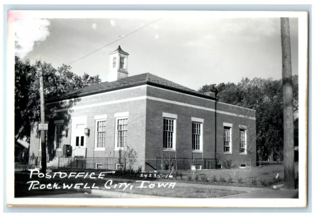 c1940's Post Office Building Rockwell City Iowa IA RPPC Photo Vintage Postcard