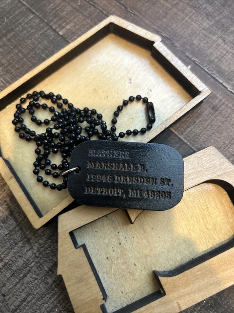 Eminem Wooden Dog tag Necklace - childhood home - rare