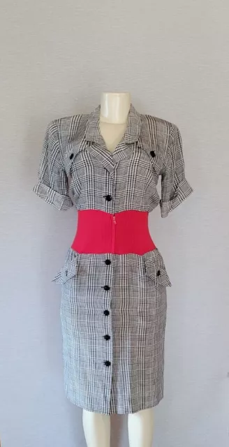 Vtg Miss D Oscar De La Renta Neiman Marcus 100% Silk Plaid  Dress Womens SZ 6