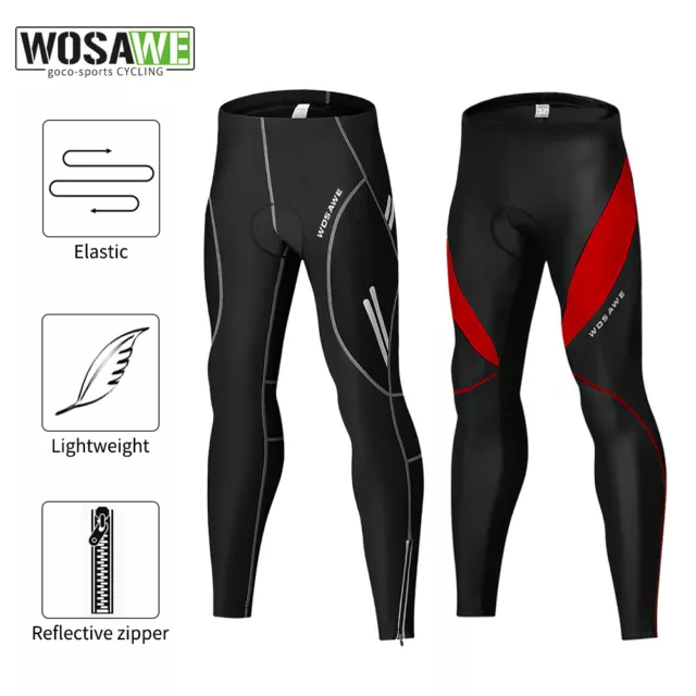 WOSAWE Men's Bicycle Pants Road Bike Tights Breathable Cycling Long Leggings