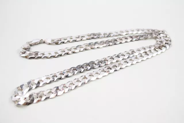 Sterling Silver Chain Necklace Flat Curb Heavy Chunky (69g)