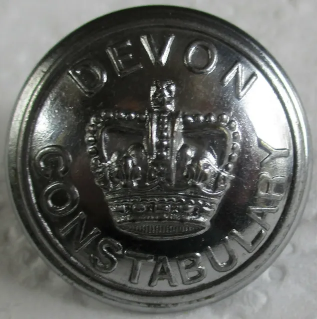 British:"DEVON CONSTABULARY BUTTON" (Nickel, Large, 24mm, 1950s-1960s Period)