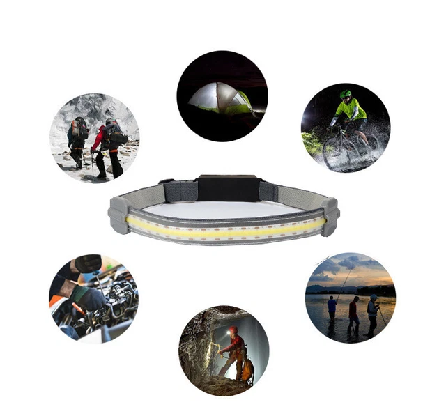 Headlight Red Light Warning Portable Headband USB Rechargeable Headlight Flashli