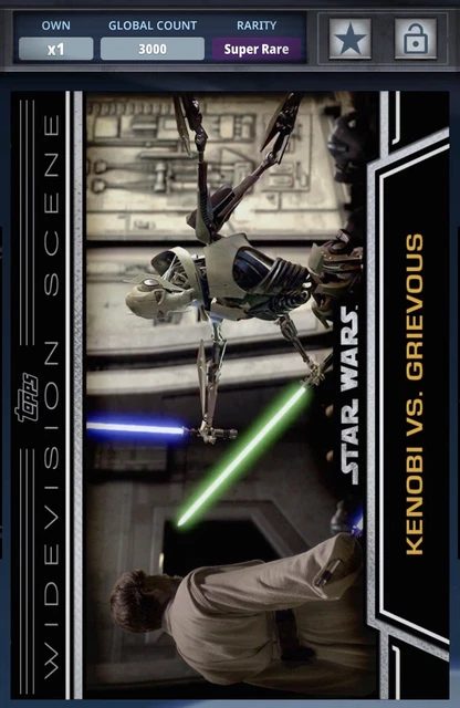 Topps Star Wars Digital Card Trader: Kenobi Vs Grievous 2015 Wave 1 Widevision