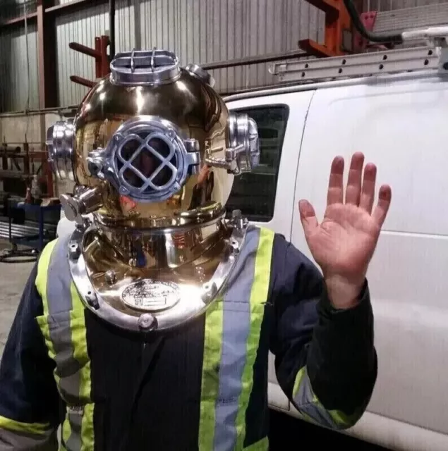 Full Size Antique US Navy Brass Divers Diving helmet Mark V Deep Sea Scuba Gift